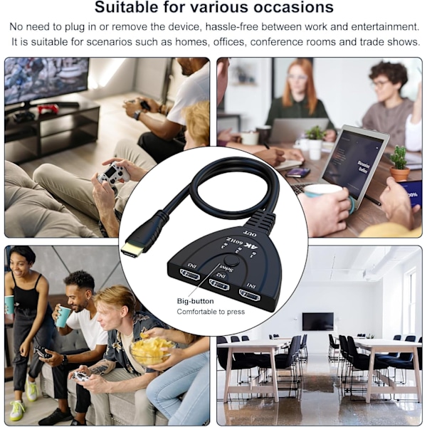Adapter 4K 60Hz HD Switch HDTV 2.0 Switch 3 Port HDTV Splitter adapter för Xbox PS5