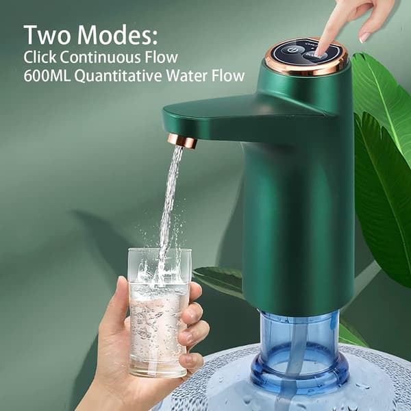 Vattenflaskpump 5 Gallon USB-laddning Automatisk Dricksvattendispenser (Grön)