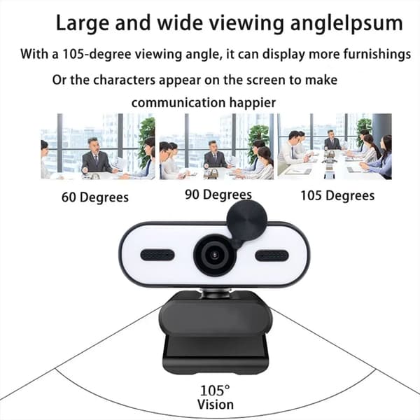 webcam 2K HD indbygget støjreducerende mikrofon med fill light