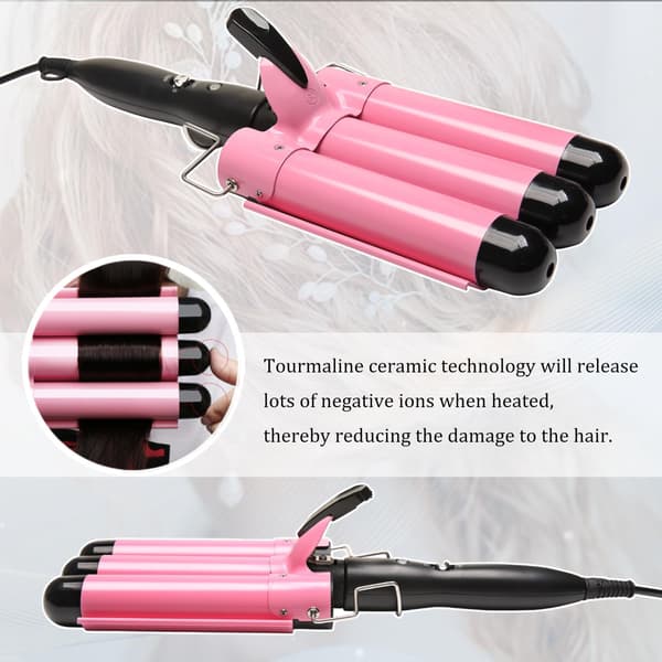 krølltang 3 ruller 22mm (180-210℃-rosa)