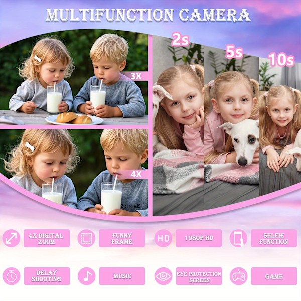 Digitalkamera Børn Enhjørning Hd Digitalkamera 32Gb Pink