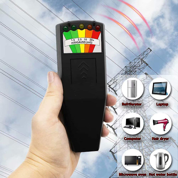 2-pak EMF-måler, håndholdt LED EMF-måler magnetfelt spøgelsesjagt paranormalt udstyr tester