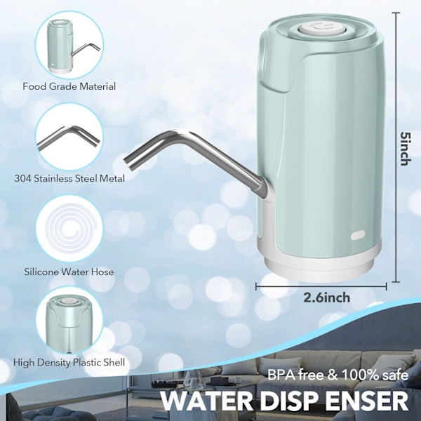 Automatisk vattenpump USB elektrisk vattendispenser 5 gallon flaska elektrisk vattenpump blå