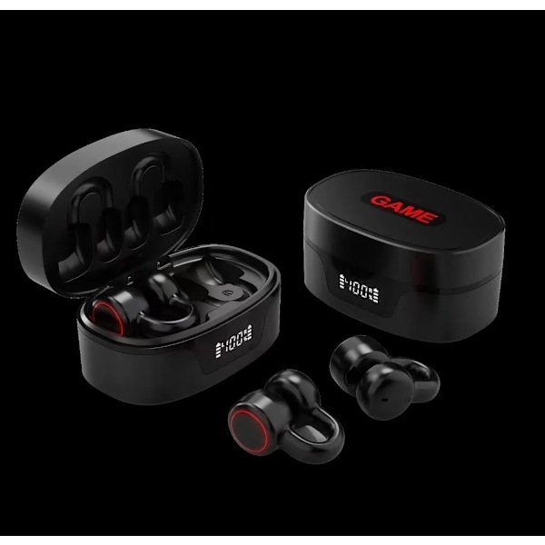True Wireless Bluetooth Hörlurar k24 Öronklämma Bluetooth 5.3 med Batteridisplay svart