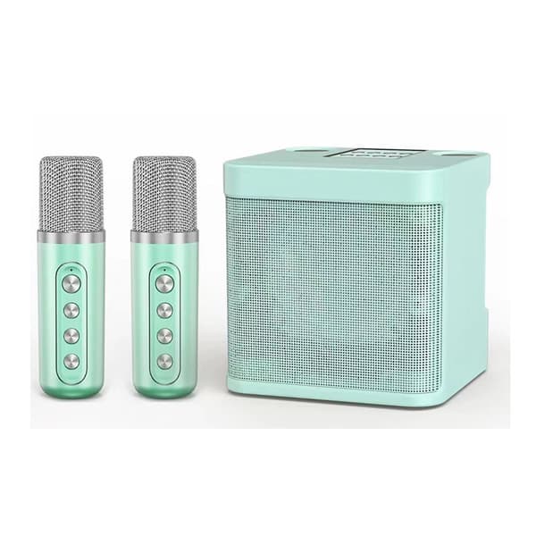 Mini Karaoke -laite lapsille, Bluetooth-kaiutin 2 mikrofonilla (vihreä)