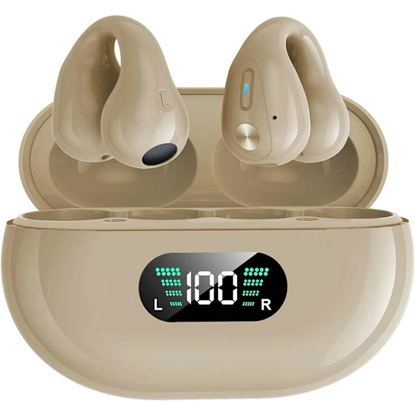 Aidot langattomat Bluetooth-nappikuulokkeet langattomat luujohtokuulokkeet ruskea/näyttö