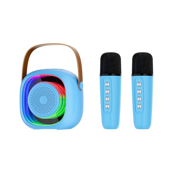 Mini Karaoke-laite lapsille, langaton Bluetooth-kaiutin 2 mikrofonilla (sininen)