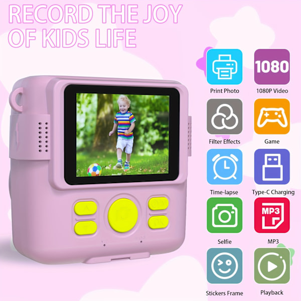 Digitalkamera Barn Direktutskriftskamera 32Gb Rosa