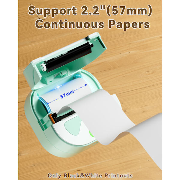 Bluetooth termoskrivare med 3 rullar 57 mm tryckpapper
