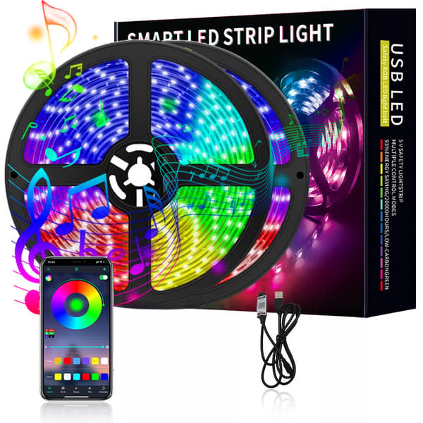 LED-strips Vandtæt RGB LED-lys med Bluetooth-kontrol, 2 meter