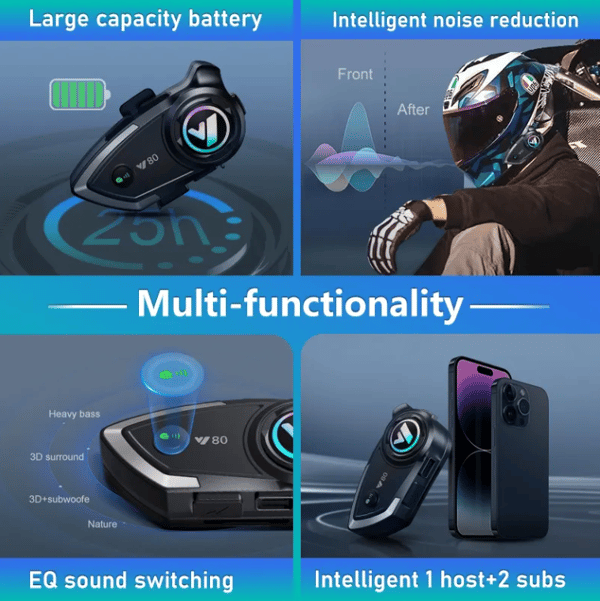 Motorcykel Intercom Headset Y80 Sort