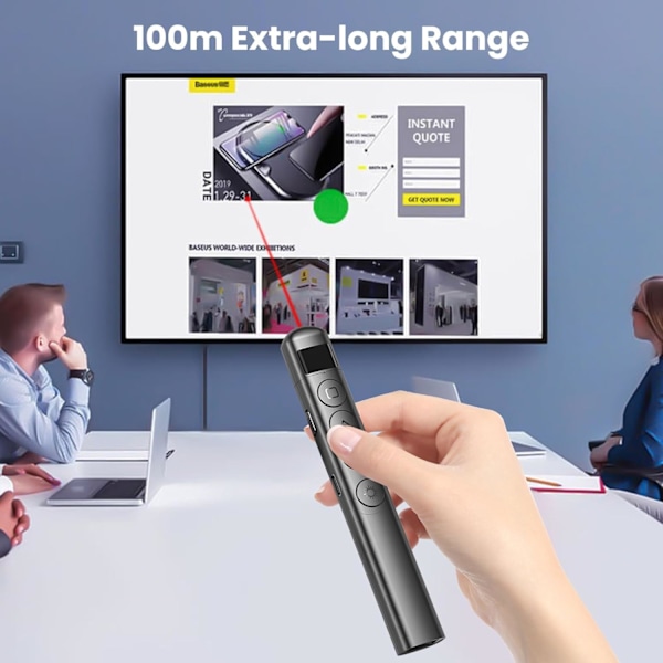 Trådlös Uppladdningsbar USB Presentatör Powerpoint Bildspel Laser Presentation Fjärrkontroll indikator vit