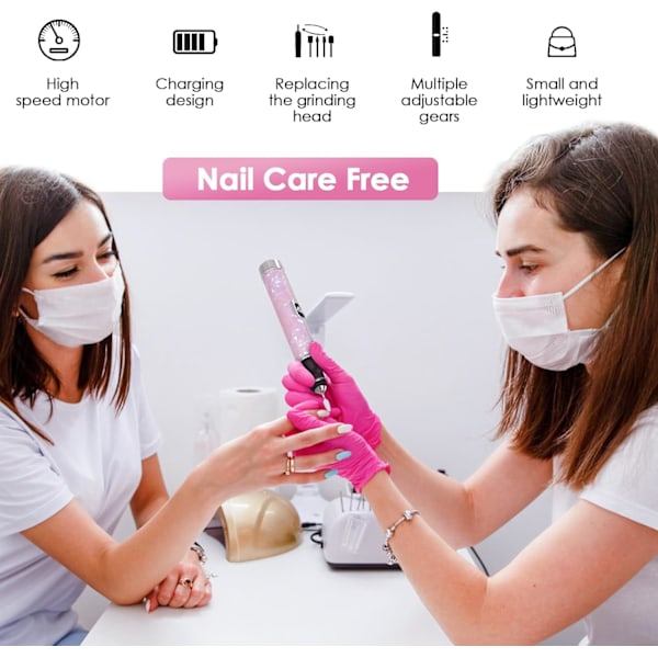Elektrisk nagelslipmaskin sladdlös nagelborr med 4 hastigheter silver