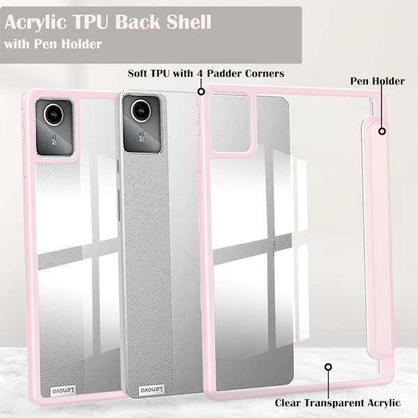 Transparent Akryl Mjuk TPU Skyddsfodral för Lenovo M11 11 Tum (TB330FU) Tablet Fodral TB330FU Rosa