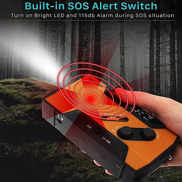 Solradio, Vevradio AM/FM Väderradio med Portabel 2000mAh Powerbank