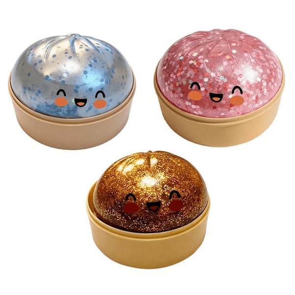 3-pak dumpling squishy stressbold, glitterbold squishy, sensorisk klemmelegetøj til stresslindring