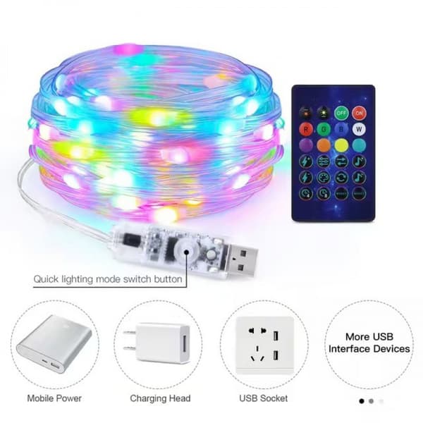 Julelys, LED Bluetooth lyslenke, USB 40M 264 LED RGB lysstripe App-styring
