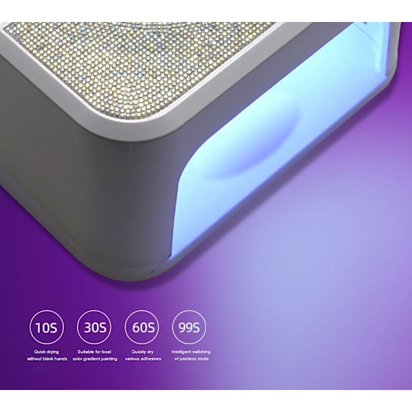 UV-lampa för gelnaglar, med 4 timers, 45 lamppärlor och automatisk sensor, nagelhärdningslampa vit