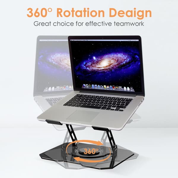 Laptopstativ Justerbar Høyde 360° Roterende Base (Hvit)