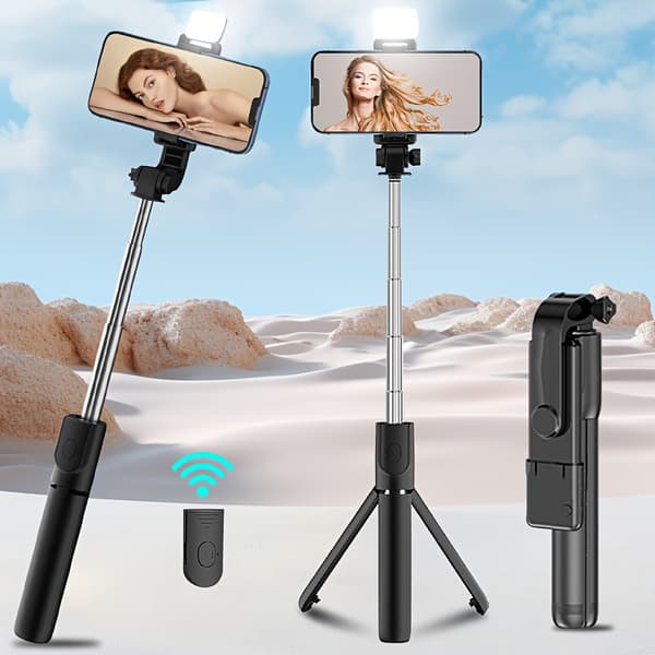 Multifunksjonell Trådløs Selfie Stick Tripod Forlengelse 69Cm Trådløs Utendørs Reisefotografering