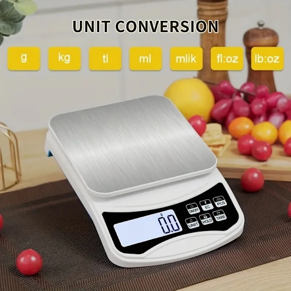 Højpræcisions digital køkkenvægt med LCD-display elektronisk madlavningsvægt 5 kg/0,1 g