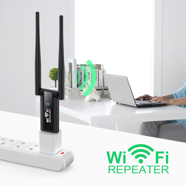 wifi-extender, trådløs USB2 signalforstærker 300mbps (sort)