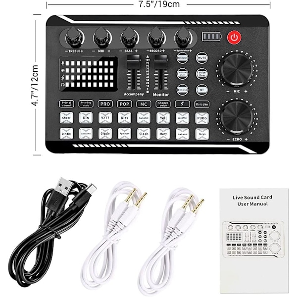 F998 Live -äänikortti, audiomikseri podcastiin, äänimuunnin mikrofonin karaokeen