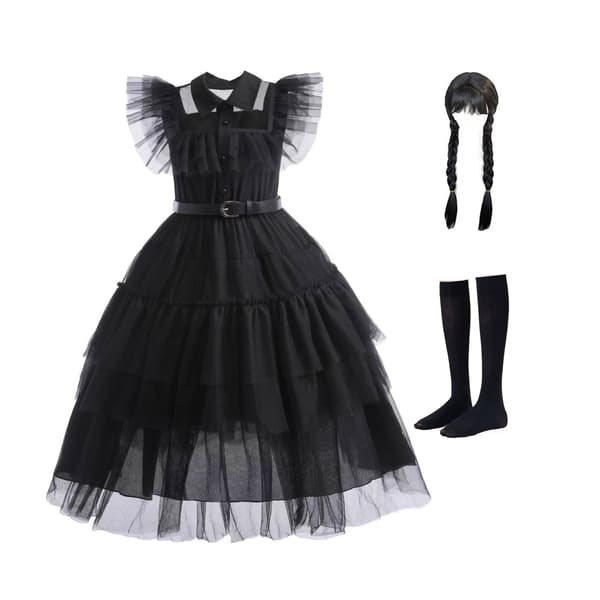 Wednesday Adams tøj med tilbehør til højde 110 cm (Model E)