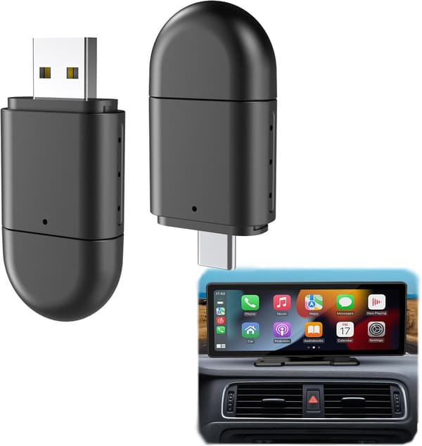 Trådløs Carplay og Android Car Adapter 2 i 1 Dobbel Usb-C Plugg For Iphone Ios 10+/Android 11+