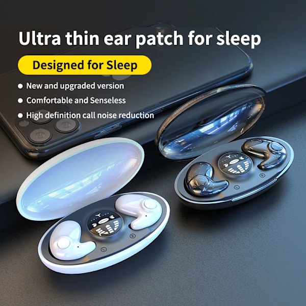 True Wireless Bluetooth Hörlurar MD538 Smart Brusreducering LED-Display för iPhone Android Svart