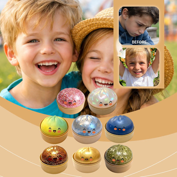 3-pak Dumpling Squishy Stressbold, Glitterbold Squishy, Sensorisk Klemmelegetøj til Stresslindring
