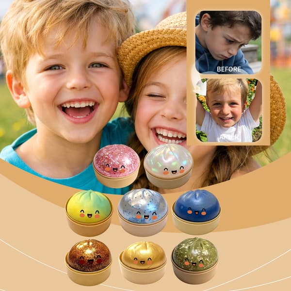 Dumpling Squishy Stressball, stressavlastende sensorisk klemmeball (rosa)