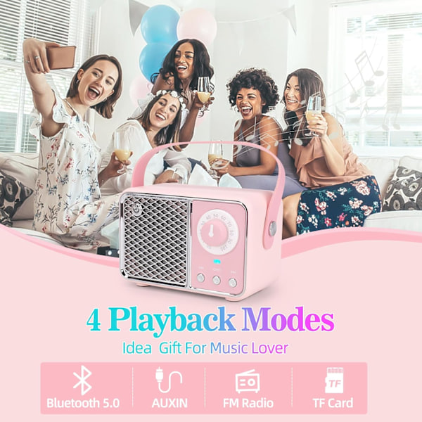 Portabel Trådlös Bluetooth Högtalare Stödjer TF-kort/Aux Rosa
