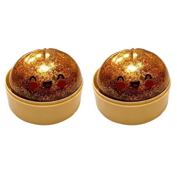 2-pack Dumpling Squishy Stressboll, Glitterboll Squishy, Sensorisk Klämleksak för Stresslindring (Brons)