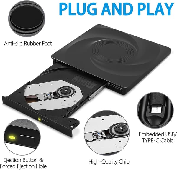 Ekstern DVD/CD-brenner DVD-stasjonsleser