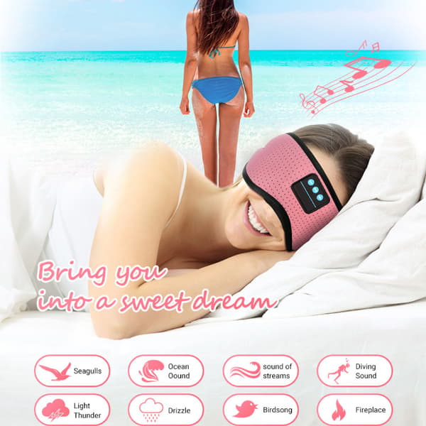 Smart Trådløs 3D Stereo Samtale Blackout Søvn Bluetooth 5.4 Musikk Øyemaske Rosa