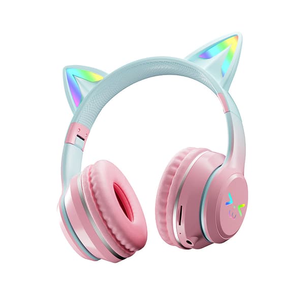 Bluetooth-hörlurar, barnhörlurar, lysande kattöron (rosa)