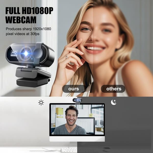 webcam 1080p automaattitarkennus sisäänrakennettu mikrofoni