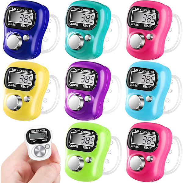9 st Finger Counter Elektronisk Räknare Fingerring Nummermarkör LCD-räknare