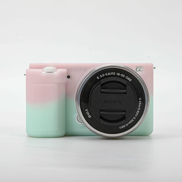 Etui til SONY ZV E10 Silikon kamera tilbehør (Pink-Green)