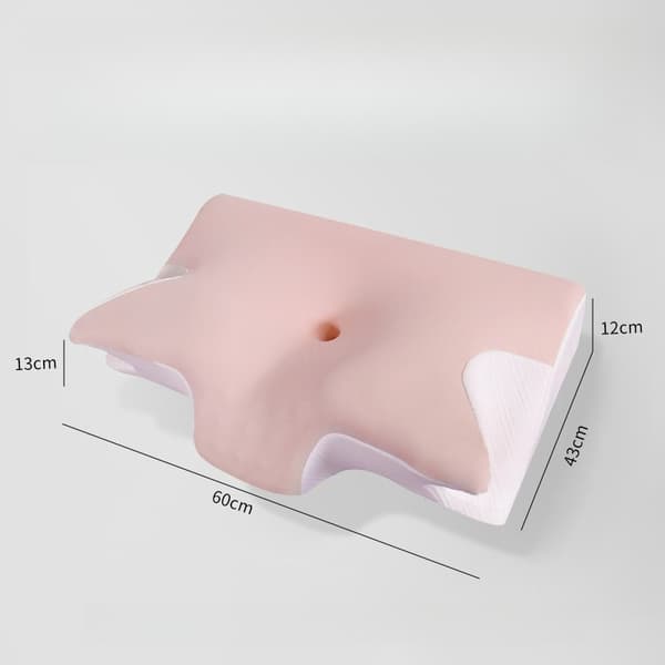Viskoelastisk nackkudde, nackkudde i memoryskum, lindrar nacksmärta (rosa)