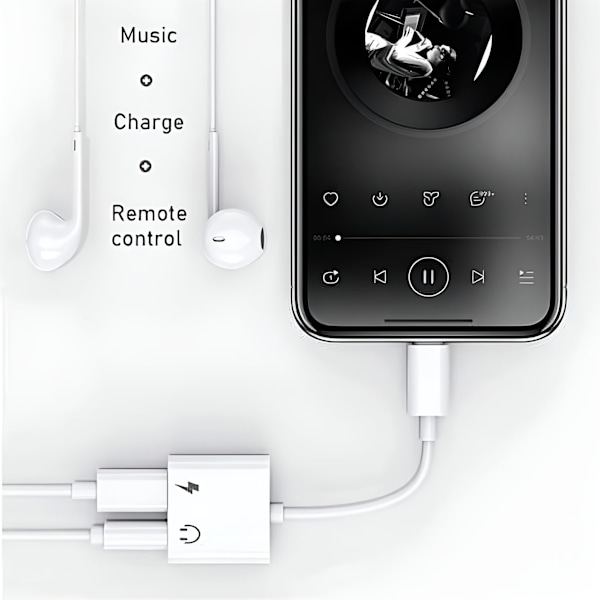 2-i-1 3,5 mm Jack AUX Splitter 8 Pin För iPhone