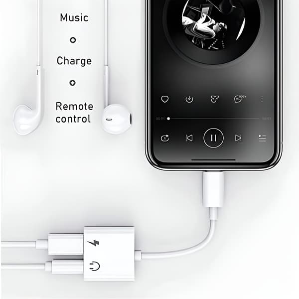 2-i-1 3,5 mm Jack AUX Splitter 8 Pin til iPhone