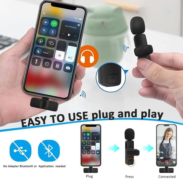Trådløs Mikrofon Trådløs Lavalier Mikrofon til Iphone Ipad, Brugt til Live Streaming, Videooptagelse, Interviews