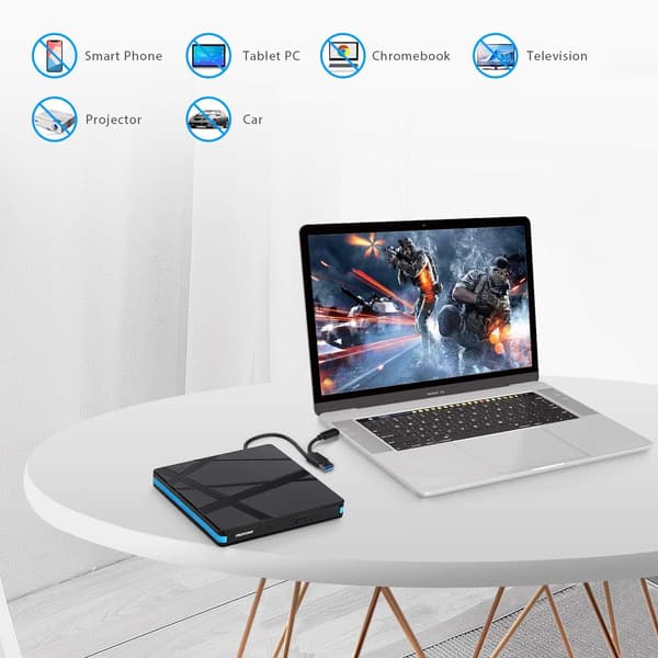 Extern DVD/CD-brännare Lämplig för bärbara datorer, iMac