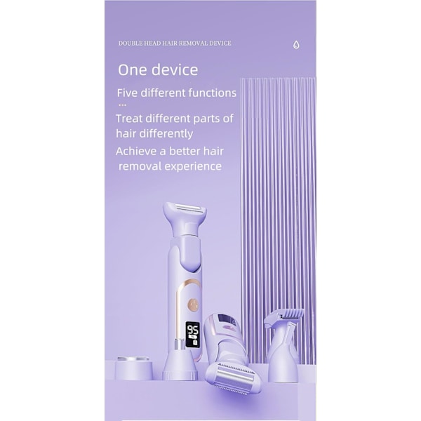 Elektrisk dobbelthovedet epilator til kvinder, til krop, bikinilinje og arme (gul)