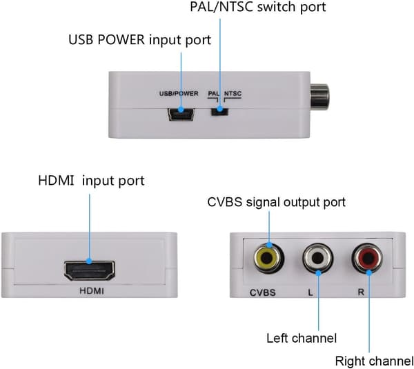 HDMI til AV-konverter, HD-lydadapter Hvit