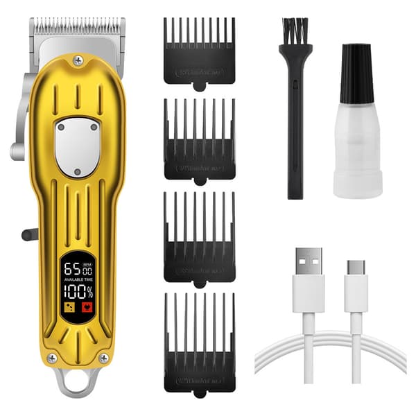 USB Oppladbar Profesjonell Elektrisk Hårklipper for Menn med Digital LCD-Skjerm gull