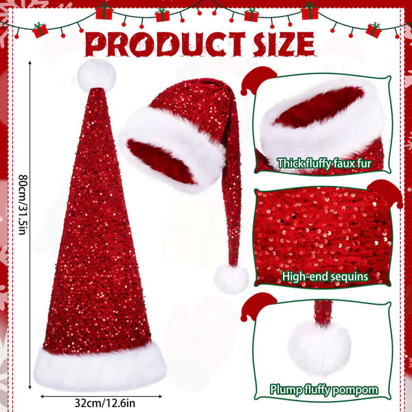 Julehat, Unisex Paillet Santa Hatte (blå)