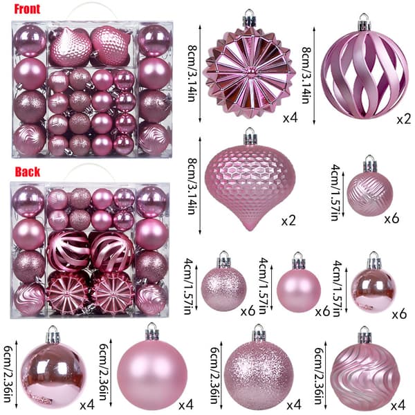 48 stk. julekugler (pink)